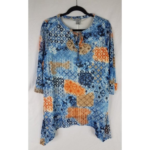 Catherines Tops - Catherines Top Blouse Women Plus Size 0X Multi Color Geometric Casual